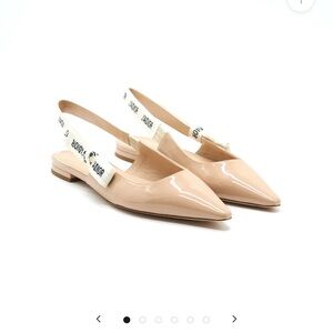 CHRISTIAN DIOR SLINGBACK BALLET FLATS PATENT LEATHER BEIGE
